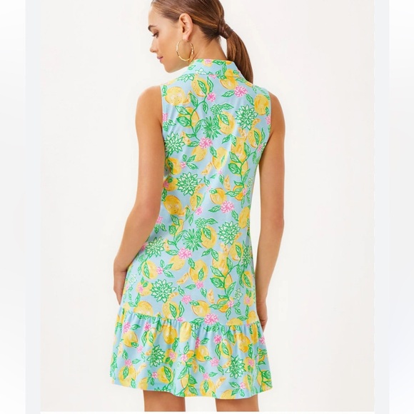 Lilly Pulitzer Riegan Sleeveless Lemons Polo Dress Size Medium - Picture 3 of 5